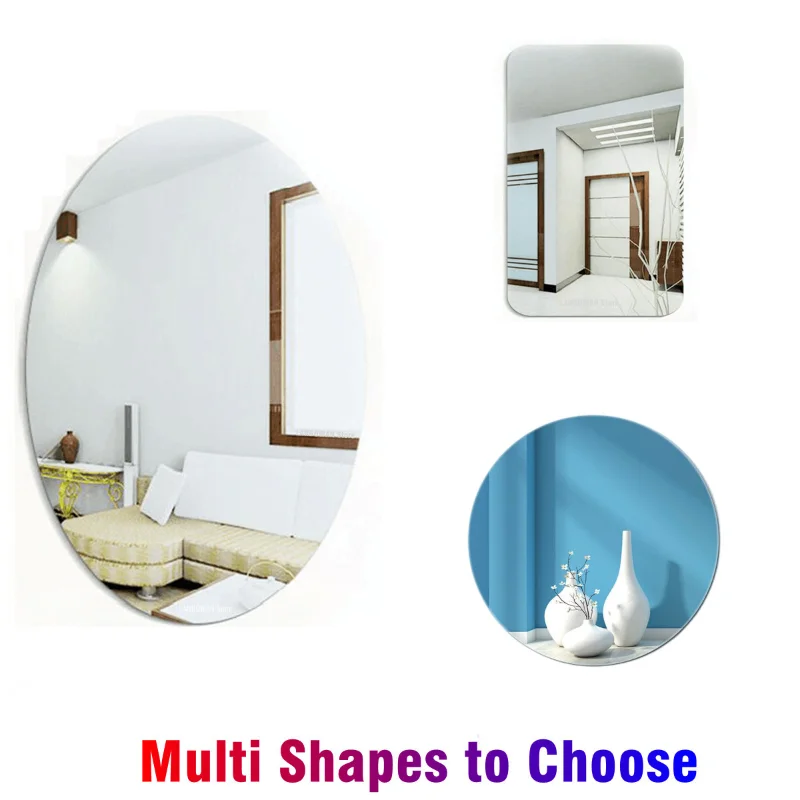 3D Mirror Wall Stickers Self-adhesive Mirror Stickers Thicken 2mm Flexible DIY Art Acrylic Mirror Living Room Decoration