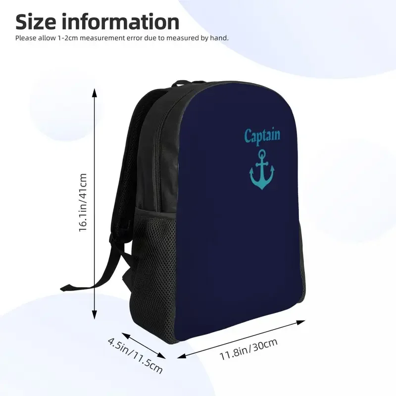 Łódź Kapitan Kotwica Plecak podróżny Kobiety Mężczyźni Szkoła Laptop Bookbag Sailor Nautical Adventure College Student Torby na co dzień