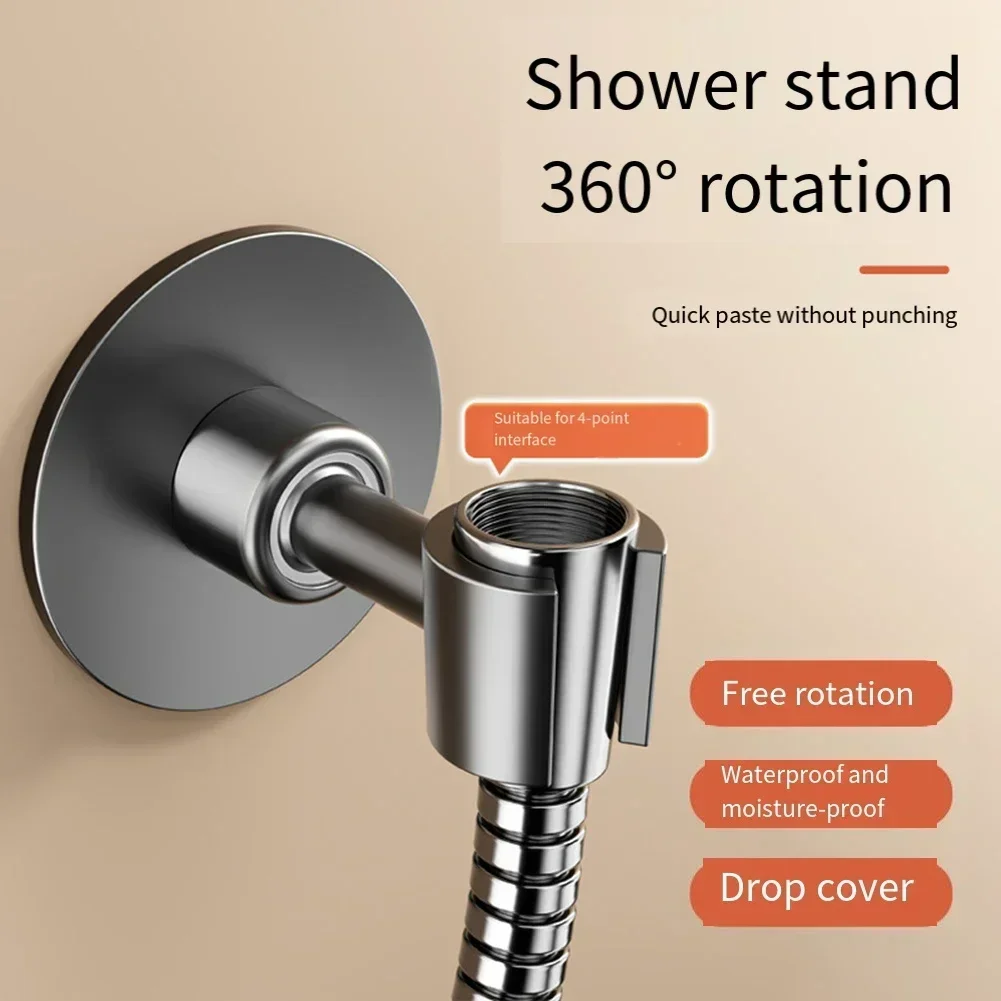 Adjustable Shower Head Holder Handheld Shower Head Bracket Without Drilling Stainless Steel Bathroom Shower Fixed Base Bracket