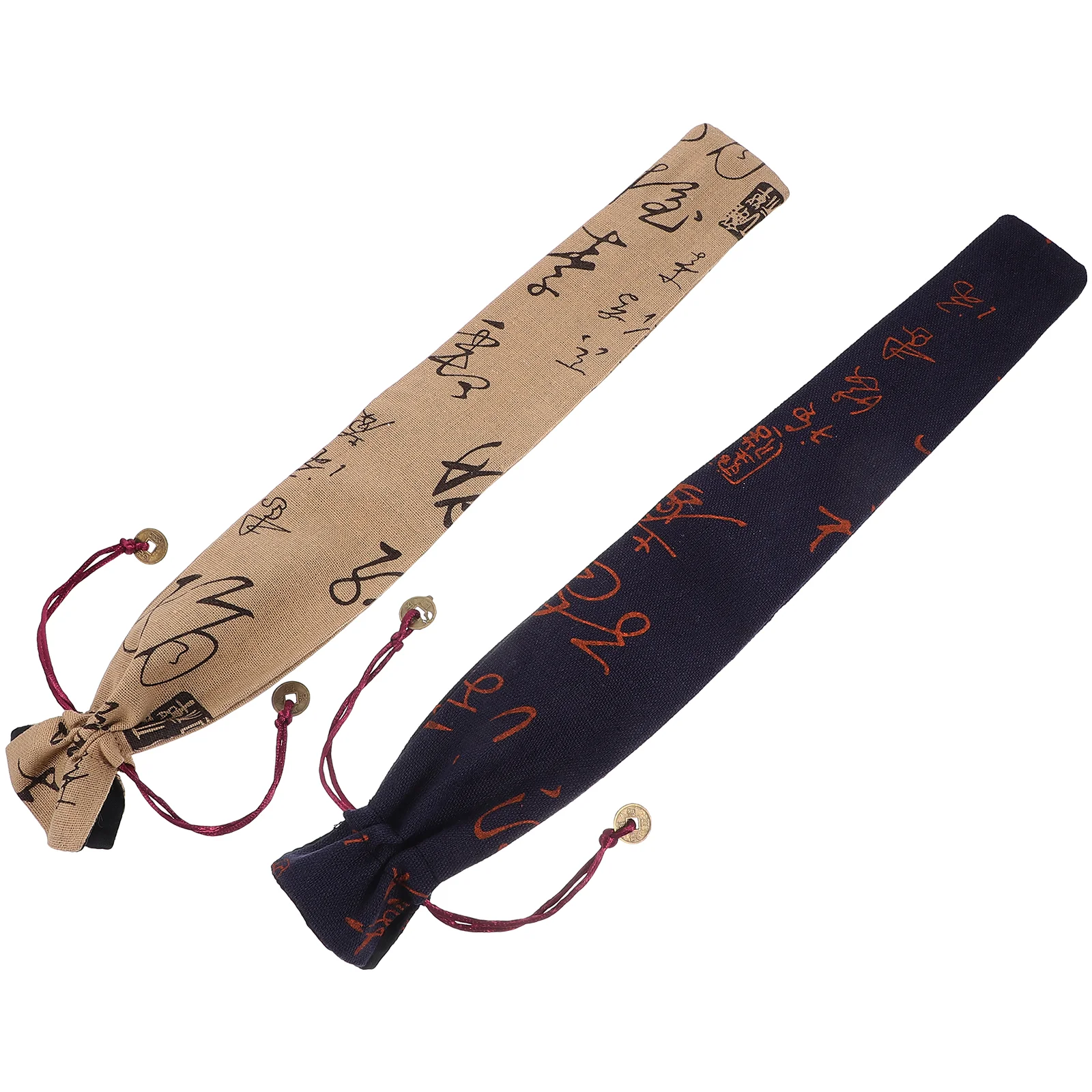 2 Pcs Bamboo Flute Protection Bag Storage Pouch Music Instrument Dust-proof Cotton Linen Wind for