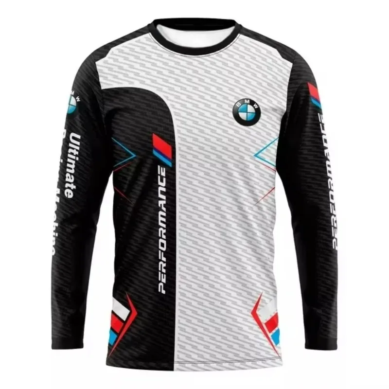 

BMW Racing Style Black & White Block 3D Printed Motorcycle Riding Breathable Quick Drying Loose Comfortable Long Sleeved T-shirt