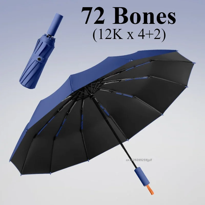 4Sizes Strong Windproof Automatic Umbrella 72 Bones Sunshade Large Size UV Protection Folding Men\'s Umbrella Rain for Women