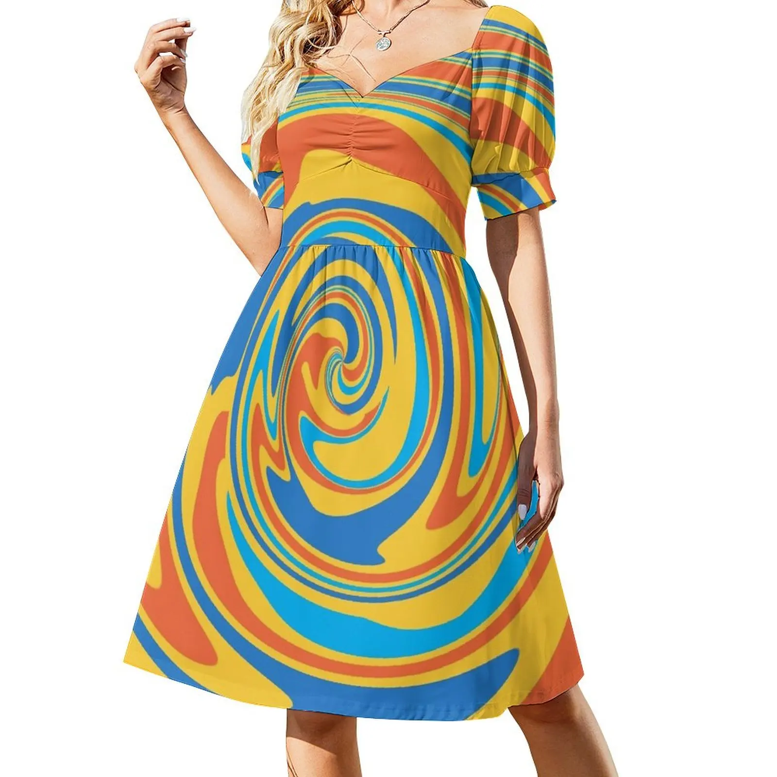 

Tie-Dye Psychedelic Swirl Pattern Short-Sleeved Dress fairy dress women's evening dress 2025 summer women 2025