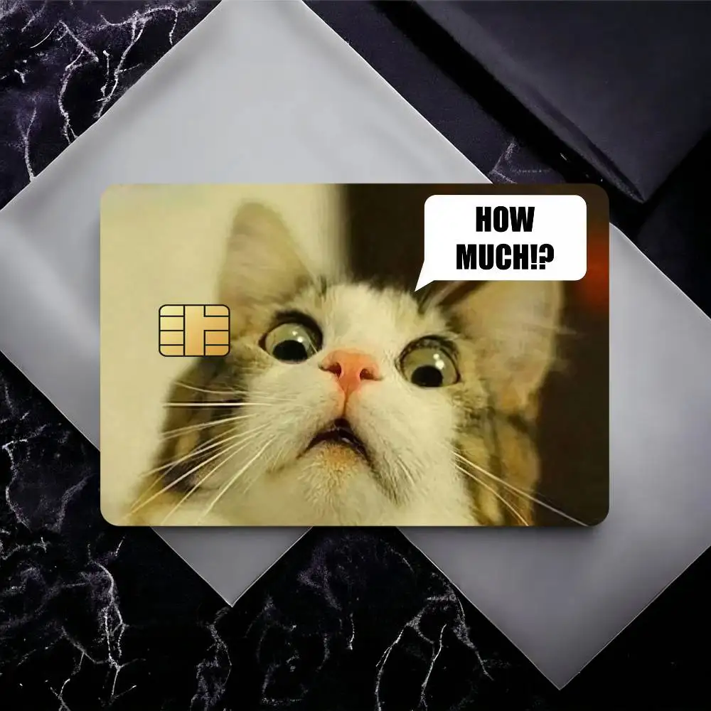 Gato divertido ¿Cuánto cuesta? Pegatinas para Tarjetas de Crédito, para Tarjetas Bancarias, de Autobús y Metro, Resistentes al Agua