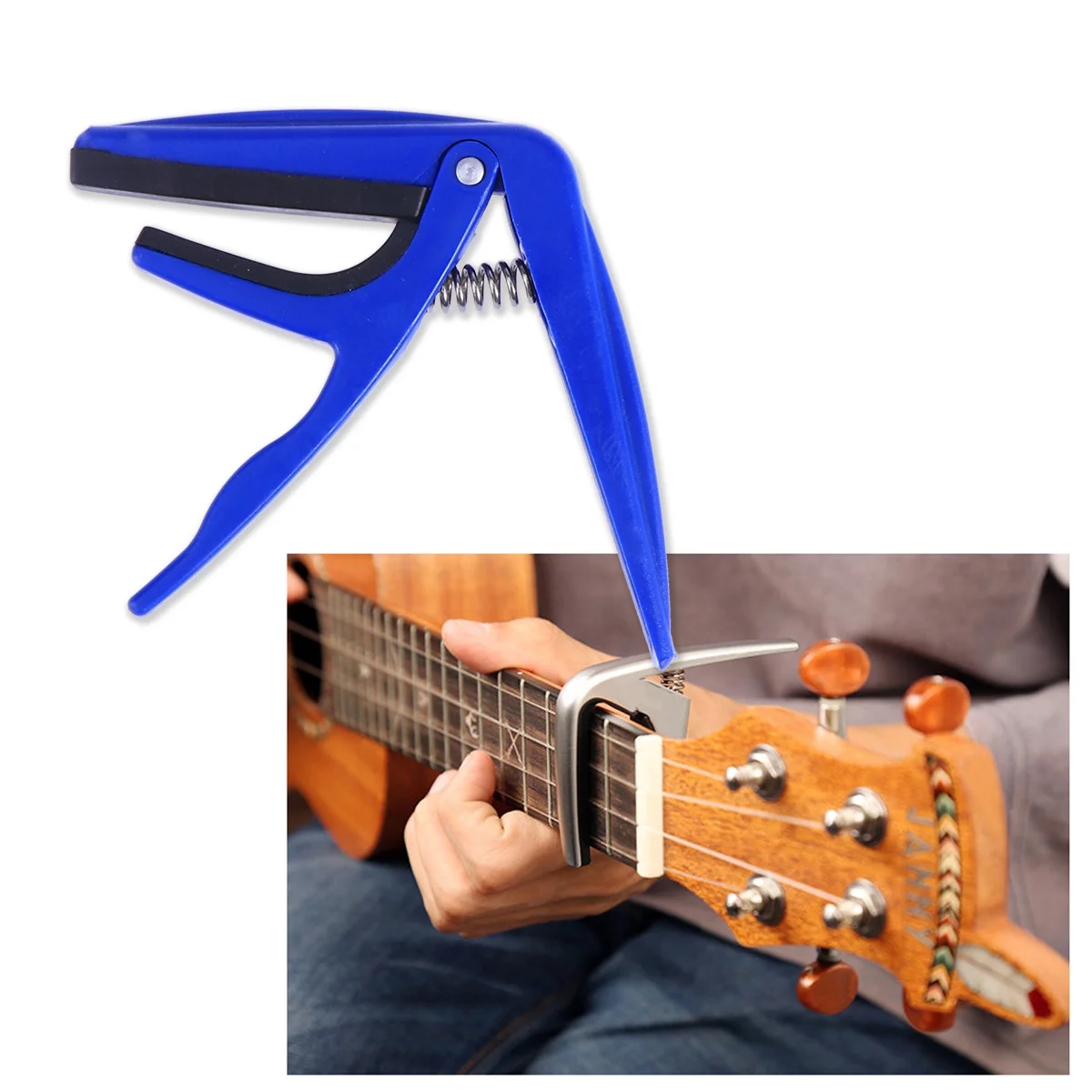 Ukelele Capo Clamp Shark Foam Ukulele Acoustic Guitar Clip on Tuner Wooden Single-handed