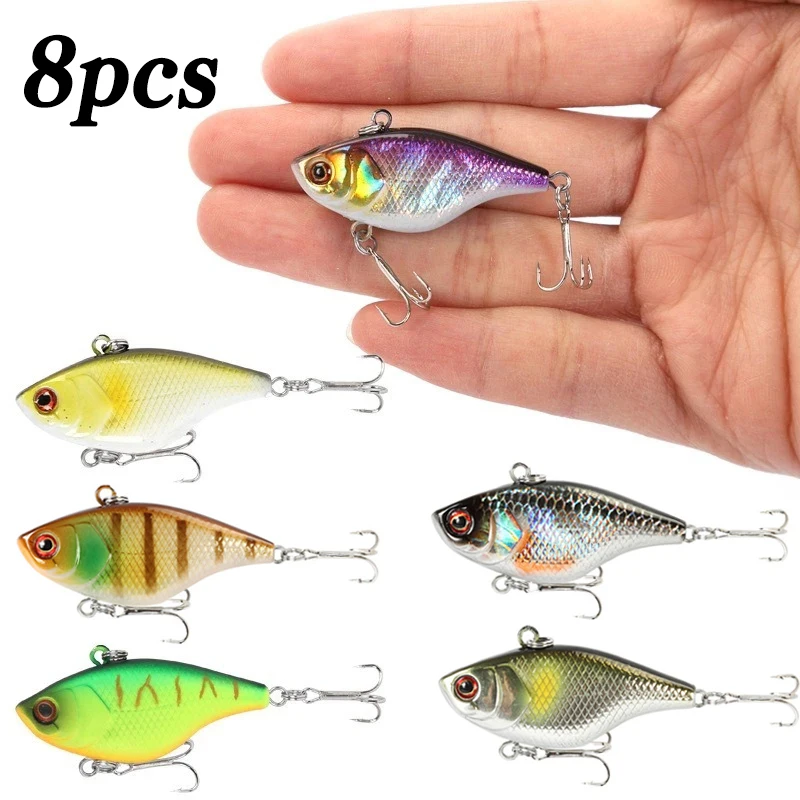 8Pcs Winter Crankbait Wobbler Sinking Angeln Wobbler Vib Locken Eis Harter Köder Mini Wobbler Crankbait Meer Angeln Locken