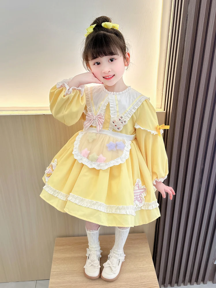 

Spring 2023 Toddler Girls' Princ Dr Star Rabbit Lolita Skirt Cute Puffy Skirt Long Sve Mid-Length A-Line Dr