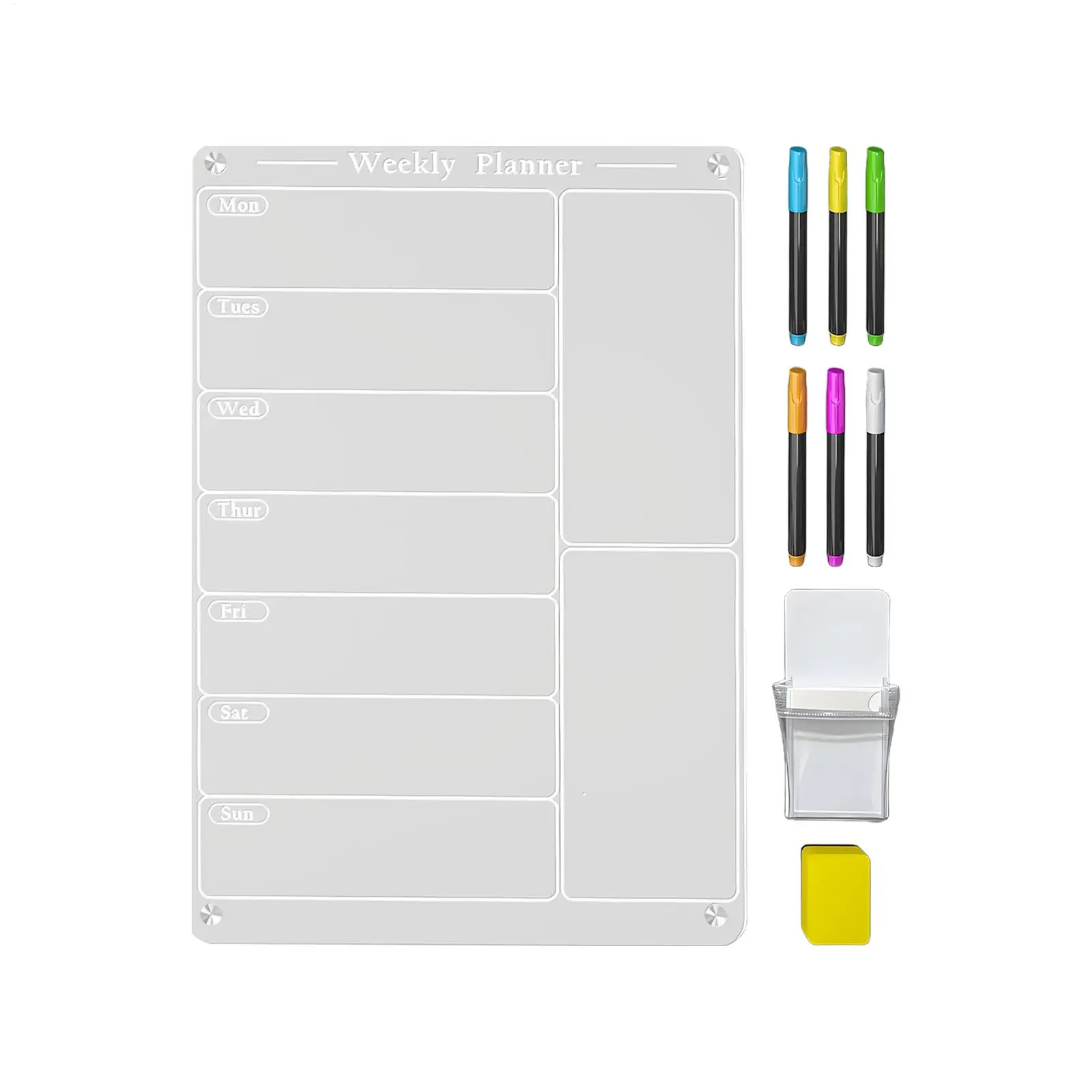 Acrylic Magnetic Dry Erase Board, Responsibility Reward Chore Board for Refrigerator Daily/Weekly to Do List With 6 Highlighters