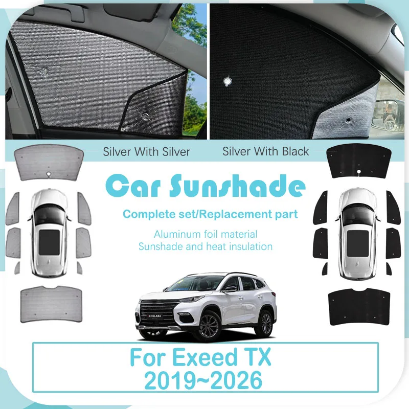 

Car Coverage Sunshade For Chery Exeed TX 2019~2026 Anti-UV Pad Side Window Visor Windshields Sun Shades Curtain Auto Accessories