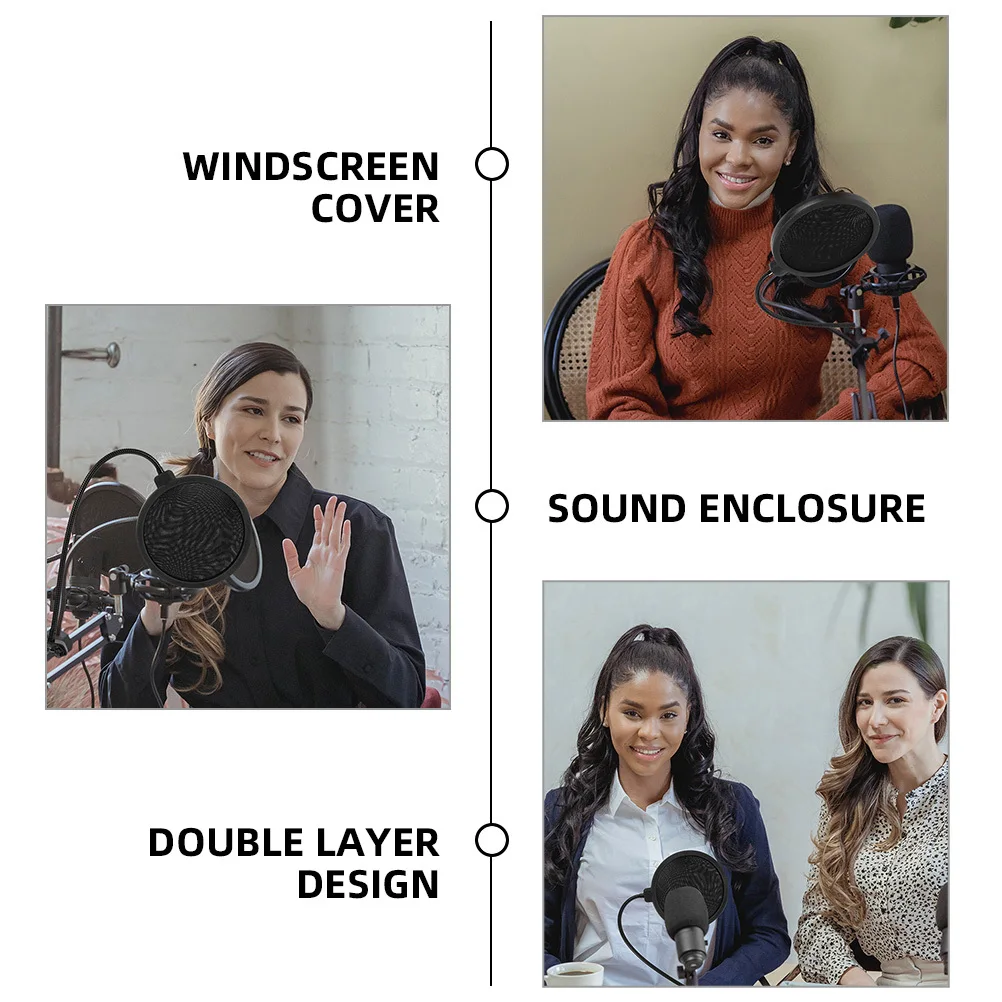 

2 pcs Mic Windscreen Cover Handheld Mic Pop Filter Shield For Live Broadcast Recording Studio Microphone Filter With Clip