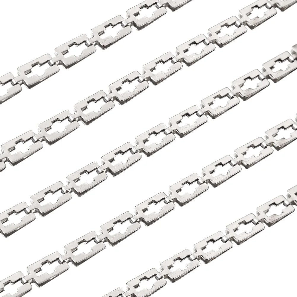 Stainless Steel Rectangle Cross Link Chains Unwelded Stringing Chain for Necklace Bracelet Anklet DIY Jewelry Making 10x5x2mm