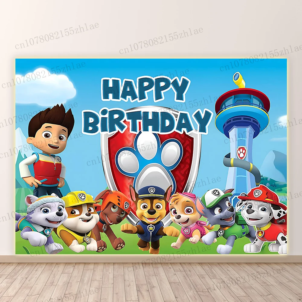 Paw Patrol วันเกิดปาร์ตี้ฉากหลังรูปภาพพี่เลี้ยงเด็กวันเกิดพื้นหลังภาพถ่ายการ์ตูนวันเกิด