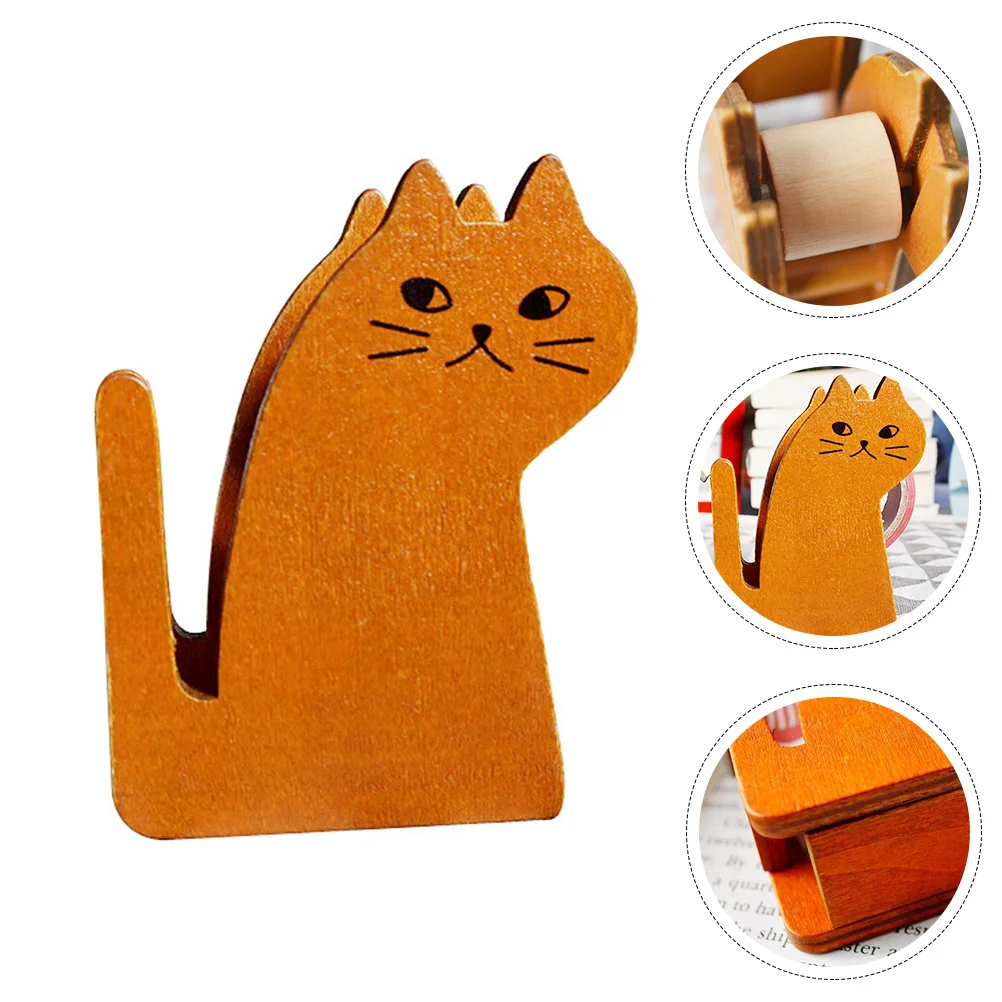 

Wood Cute Tape Dispenser Stationery Adhesive Tape Sealing Tape Table Base Dispenser Office Supplies