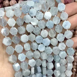 Natural Blue Stone Aquamarine Faceted Rondelle Square Irregular Spacer Beads for Jewelry Making Diy Bracelet Accessories