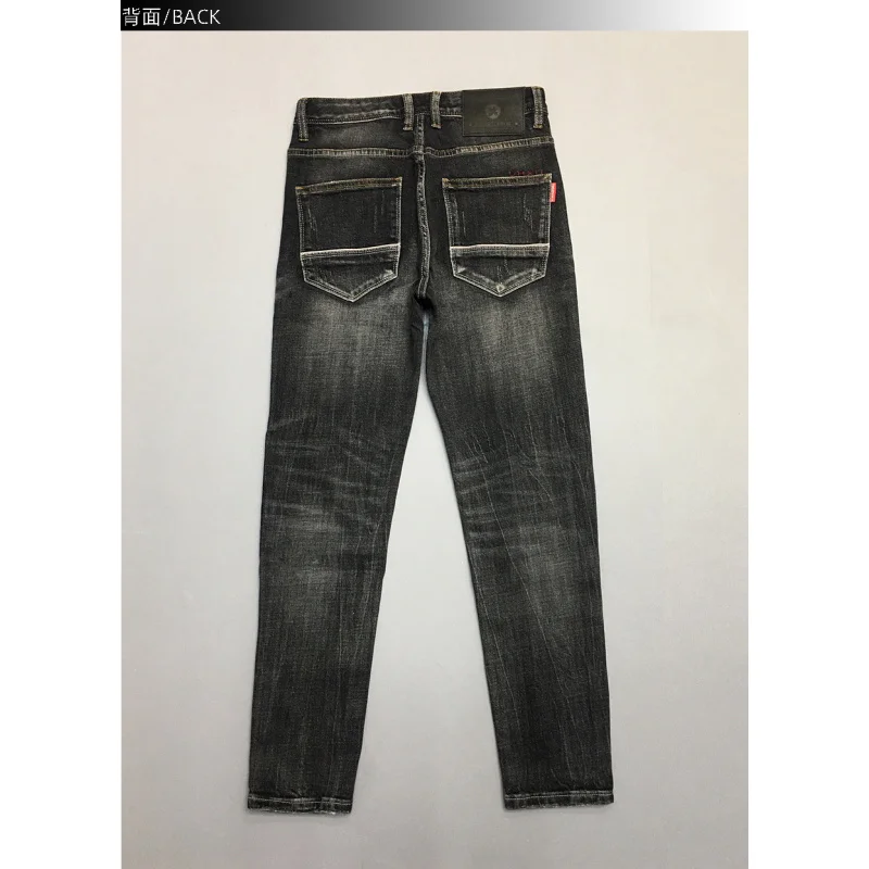

Black gray jeans men's autumn and winter men's clothing trend brand scraped and slim fit small straight tube retro long pants