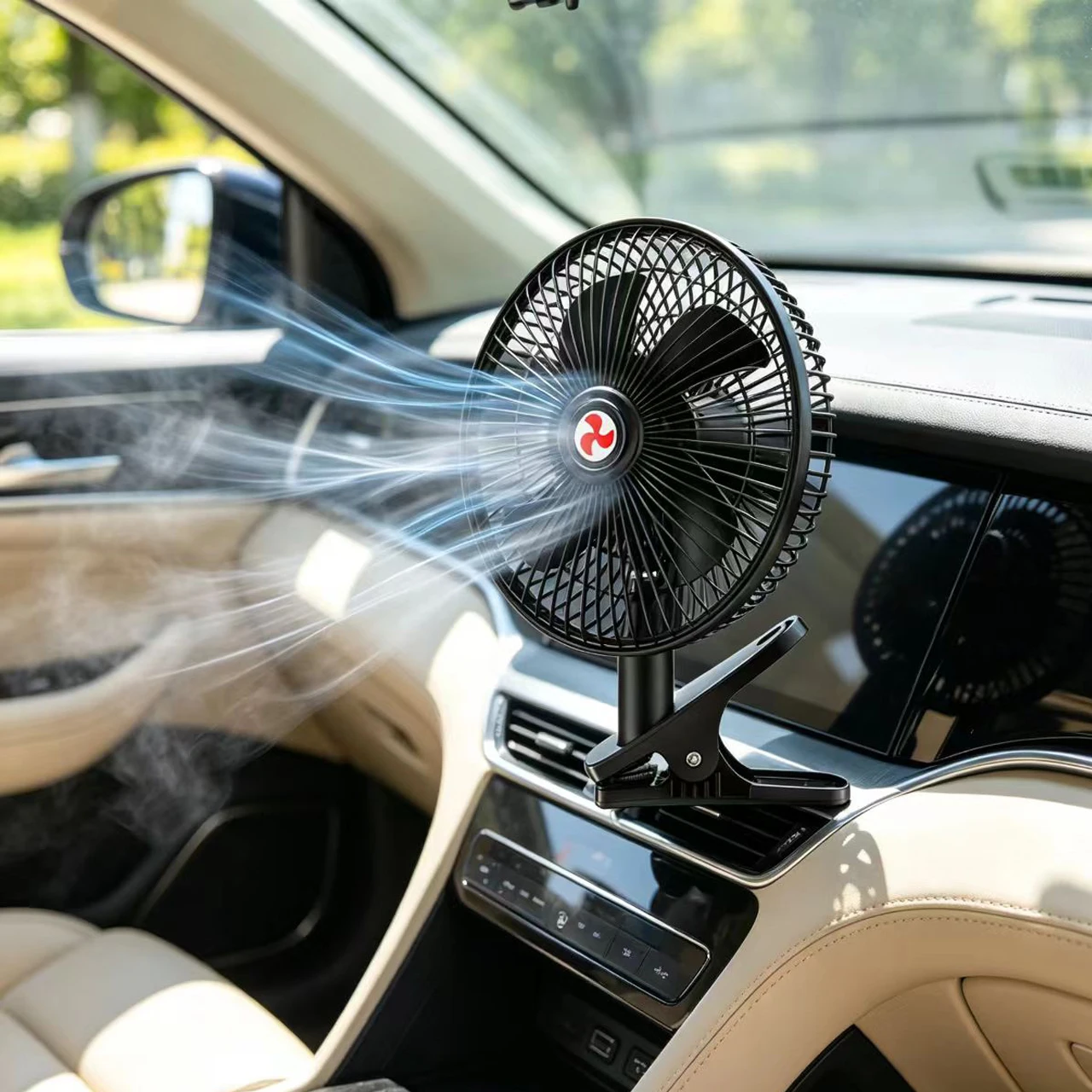 12/24V Oscillating Car Fan 360° Cooling Ventilation DC Clip Fan For Truck RV  Truck Car High Wind Cooling Fan