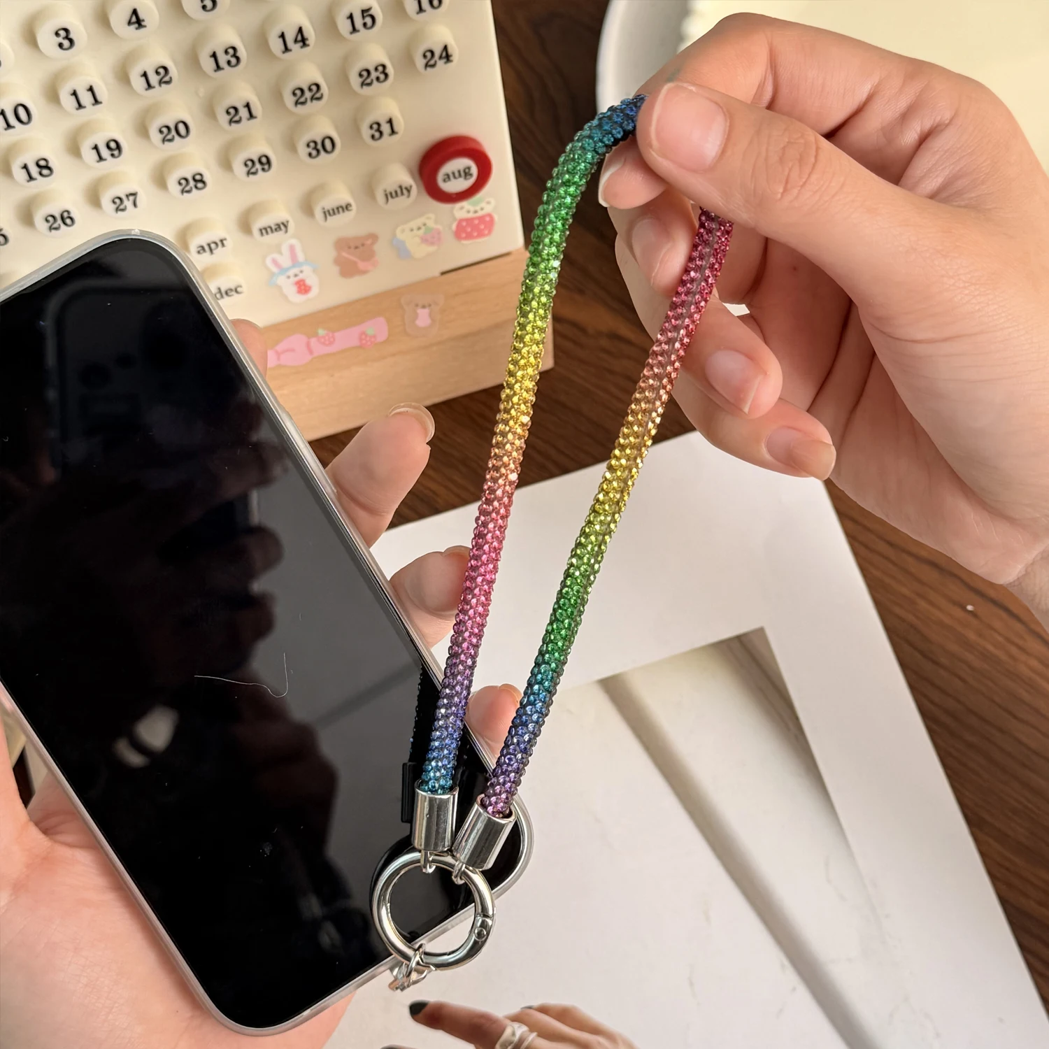 Shining Diamond Phone Lanyard Wrist Straps Glitter Flashy Rhinestone Phone Charm Chain for IPhone Samsung Crystal Hanging Rope - náhled 3