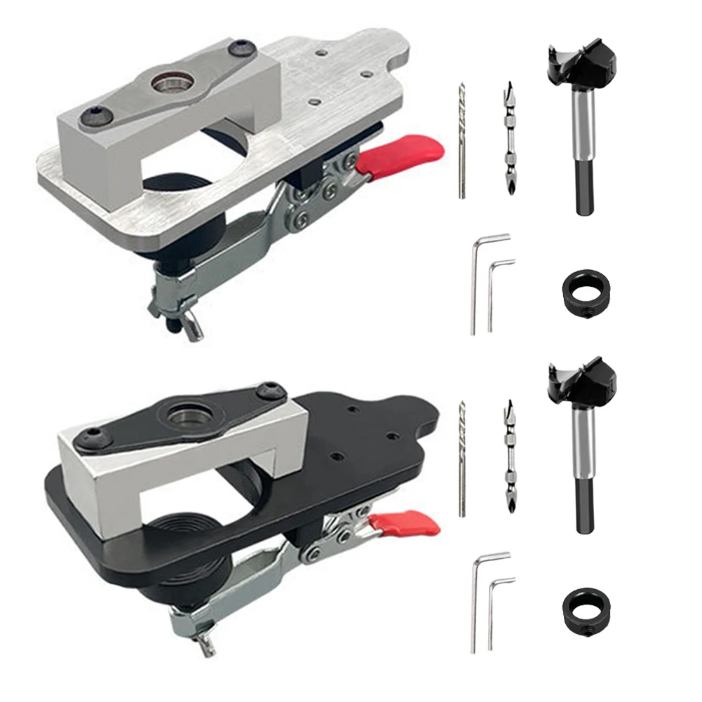 1 Set Woodworking Hinge Hole Locator 35MM Aluminum Alloy Hinge Puncher Wood Locator Hinge Boring Jig Drilling Guide Locator
