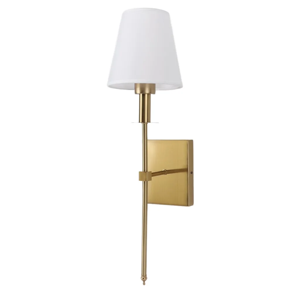 85-265V Sconce E26 E27 Base Antique Brass Wall Sconce Lighting Tapered Column Stand Flared Textile Shade Wall Light Bathroom