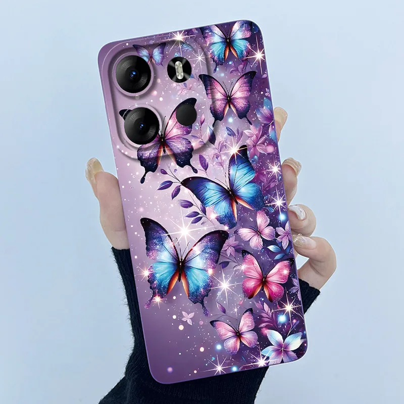 حافظة لهاتف Tecno Pop 7 BF6 Pop7 Pro BF7 حافظة عصرية على شكل فراشة زهرة من السيليكون الناعم لهاتف Funda Shell لهاتف Tecno Spark GO 2023 غطاء خلفي