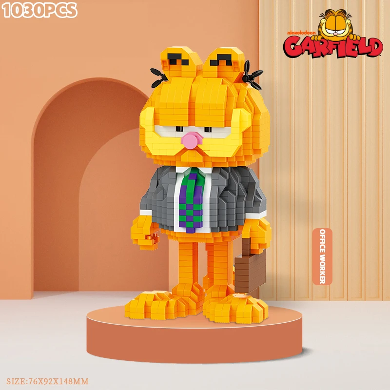 Garfield Series Mini Building Blocks Magic Cartoon Cat Anime Figures Collection Building Toy DIY Bricks Desktop Ornament Display - view 3