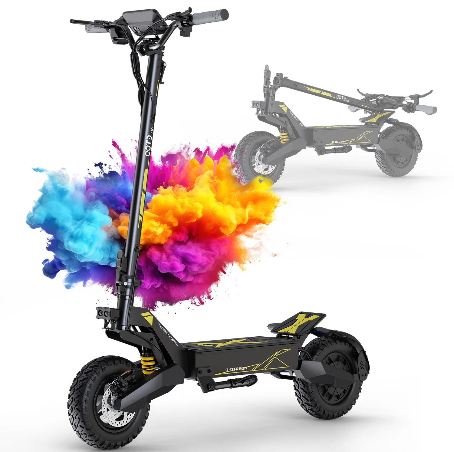 Scooter Eléctrico OOTD T10, Motor de 900W, Batería de 48V 13.5ah, Alcance de 45-60km, 11 Pulgadas Todoterreno, 50KM/H
