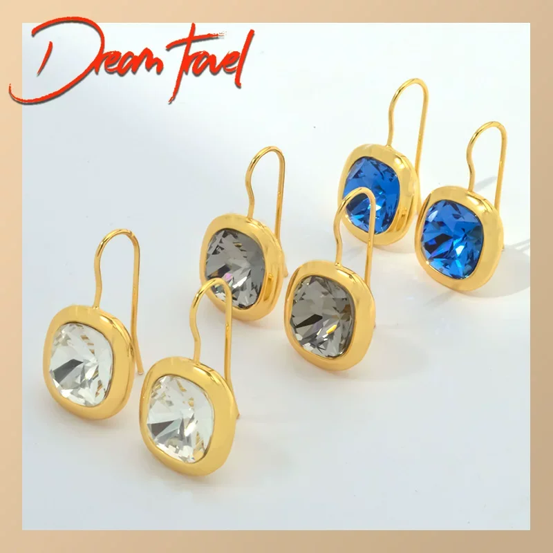 HOT SEELING DYRBERG/KERN Square Austrian Crystal Earrings Simple Fashionable Geometric Element Ear Hooks Earrings IN STOCK