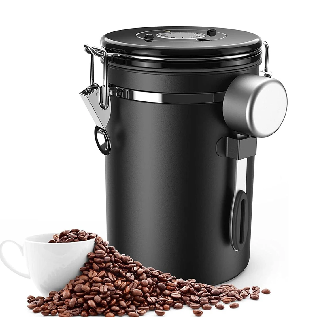 Coffee Jar Airtight 500G Beans 1.8L Beans Container Vacuum Coffee Box with Spoon Storage Jar for Coffee Powder Tea Cocoa