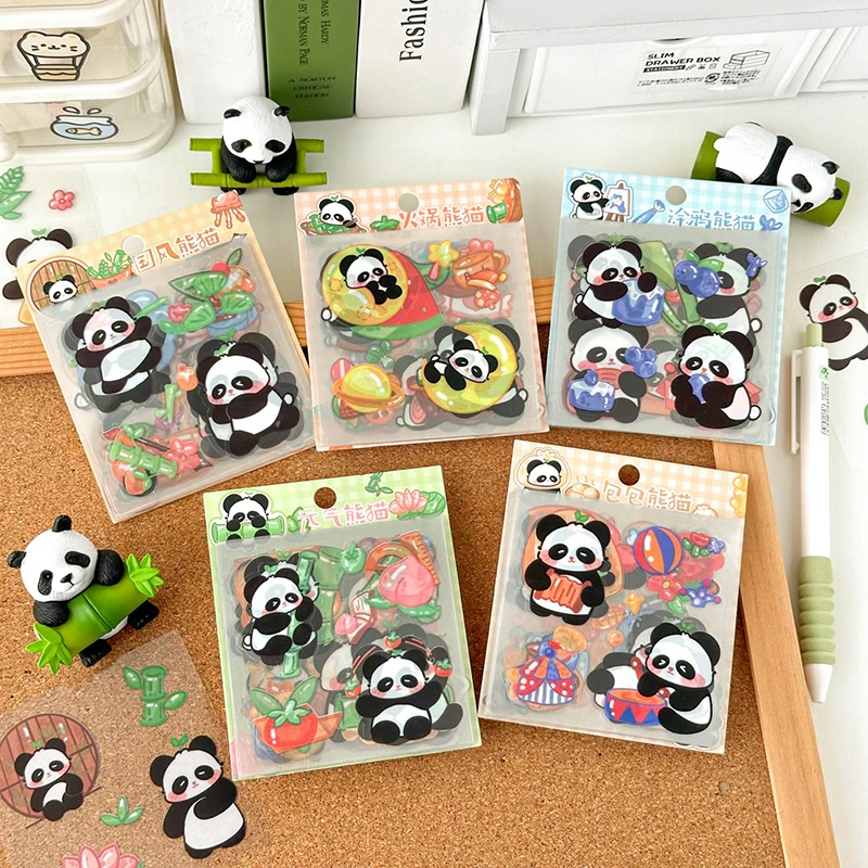 20Sheets Cartoon Capybara Panda PET Waterproof Stickers Hand Account Stickers Cartoon Decorative Stickers Student Stationery