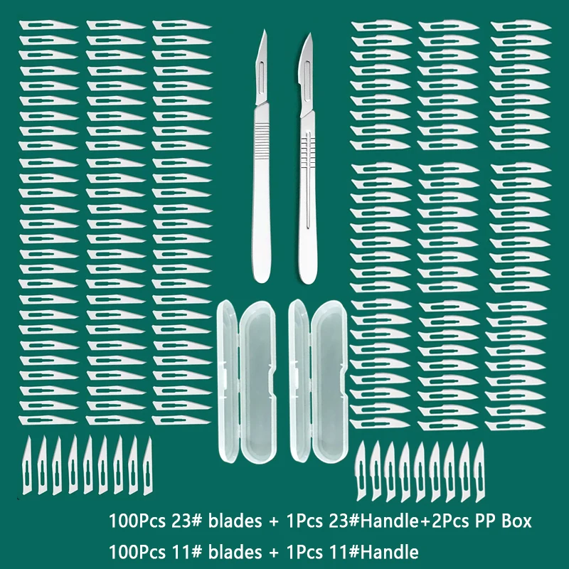 Steel Scalpel Knives Set 11# 23# Carbon Carving Metal with Case for Mobile Phone PCB Repair DIY Cutting Tool Replaceable Blade