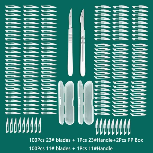 스틸 메스 나이프 세트 11 #23 # 탄소 조각 금속 케이스 포함, 휴대폰 PCB 수리 DIY 절단 도구 교체 블레이드 