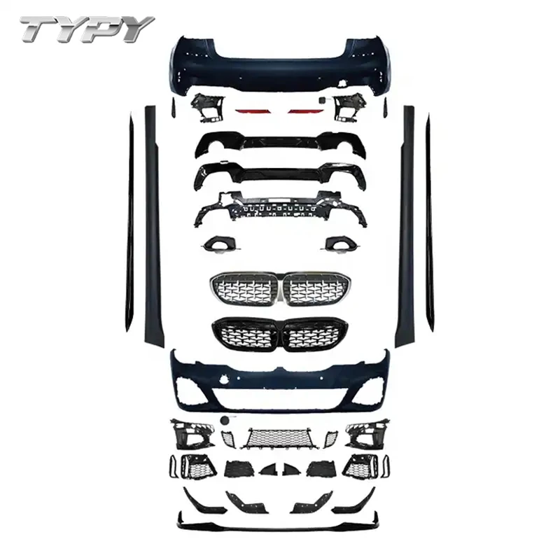 

Car Modified Front Bumper with Grille Assy MTECH Side Skirts Body Kit For BMW 3 Series G20 Upgrade to M-tech Body Kits 2019-2021