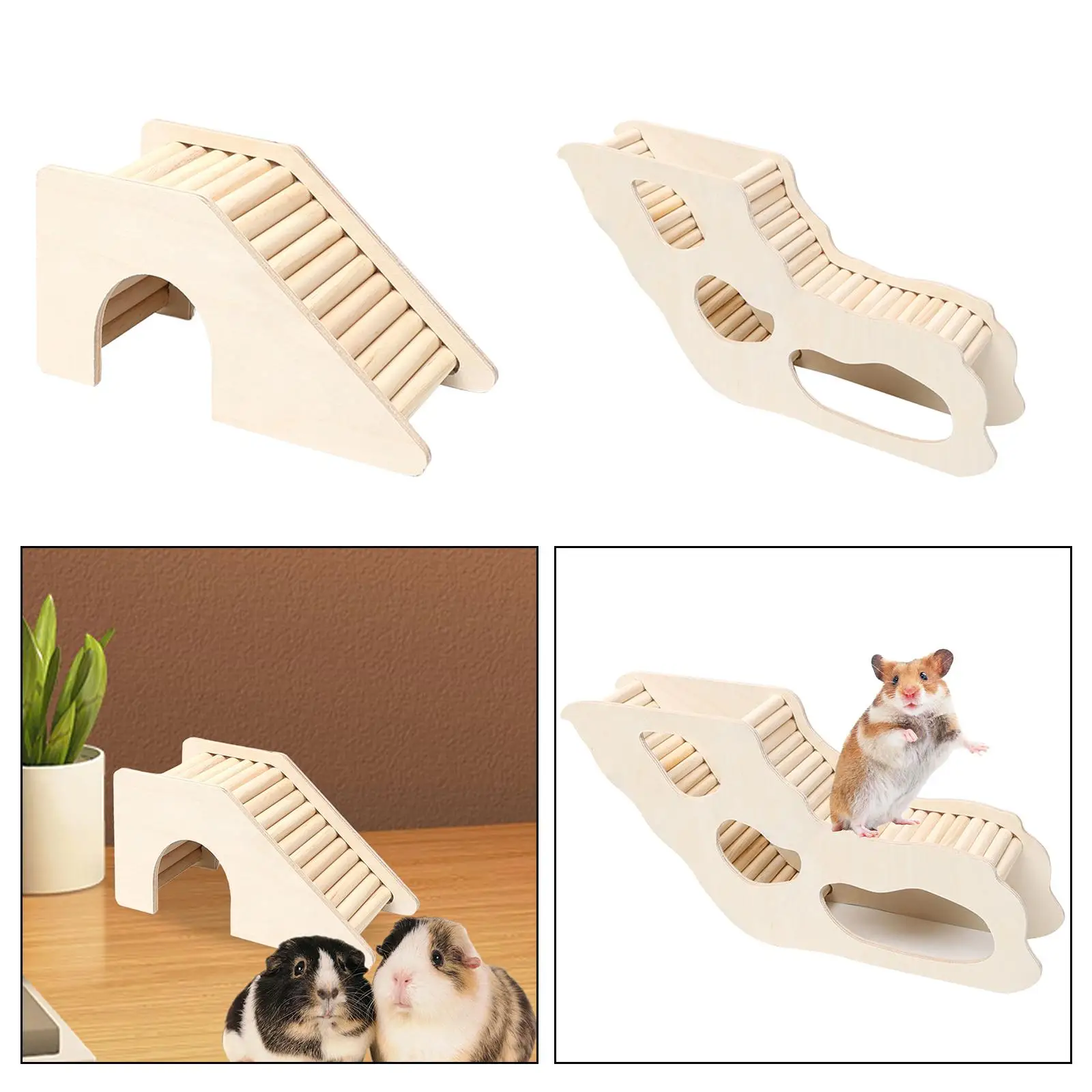 Wooden Hamster Climbing Toy Hamster House with Climbing Ladder Bridge Multifunctional Pet Castle Home for Playing Resting