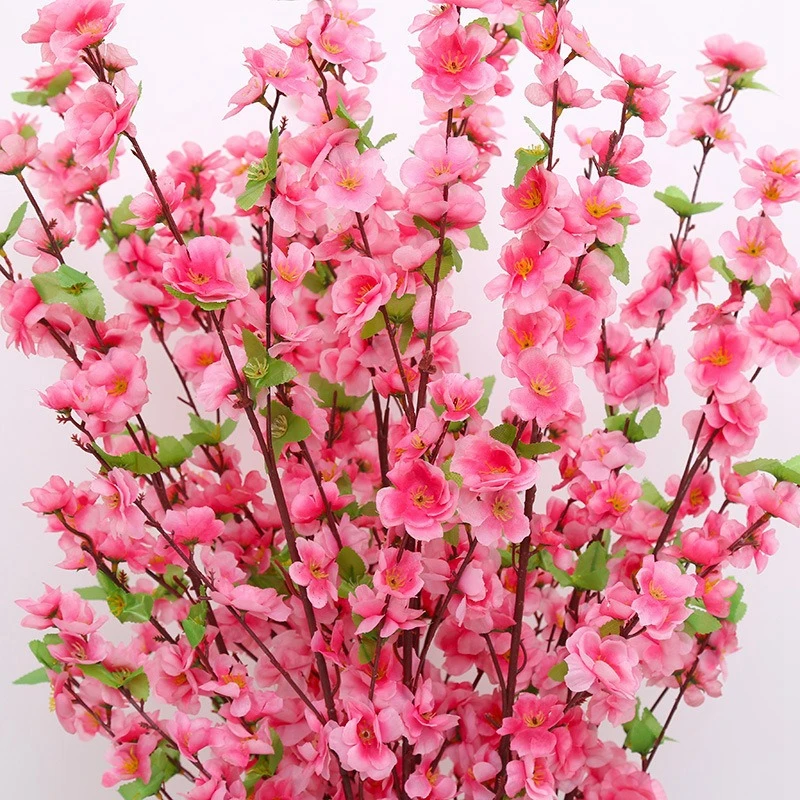 Artificial Peach Blossom Flowers Bouquet for Home Room Decor Wedding Decoration Garden Fake Flower Arrangement Outdoor Ornament