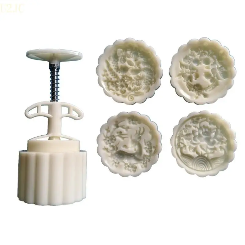 

U2JC DIY Mooncakes Molds Set with 4 Unique Flower Stamp For Home Baking Enthusiasts