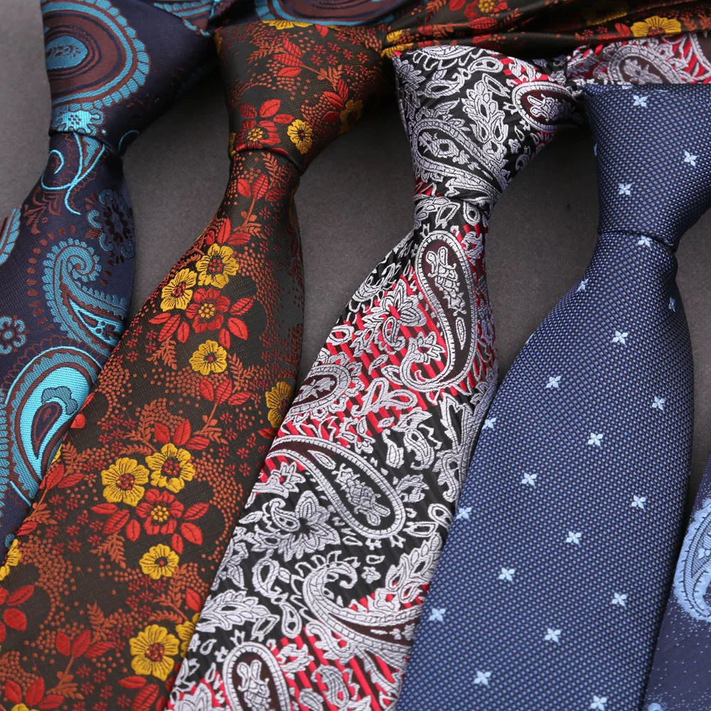 Handgemachte florale karierte Paisley-Mehrfarben-Männerkrawatten, Krawatten aus Polyester-Seide, Jacquard, gewebt, neue Schal-Krawatten, Großhandelsaccessoire