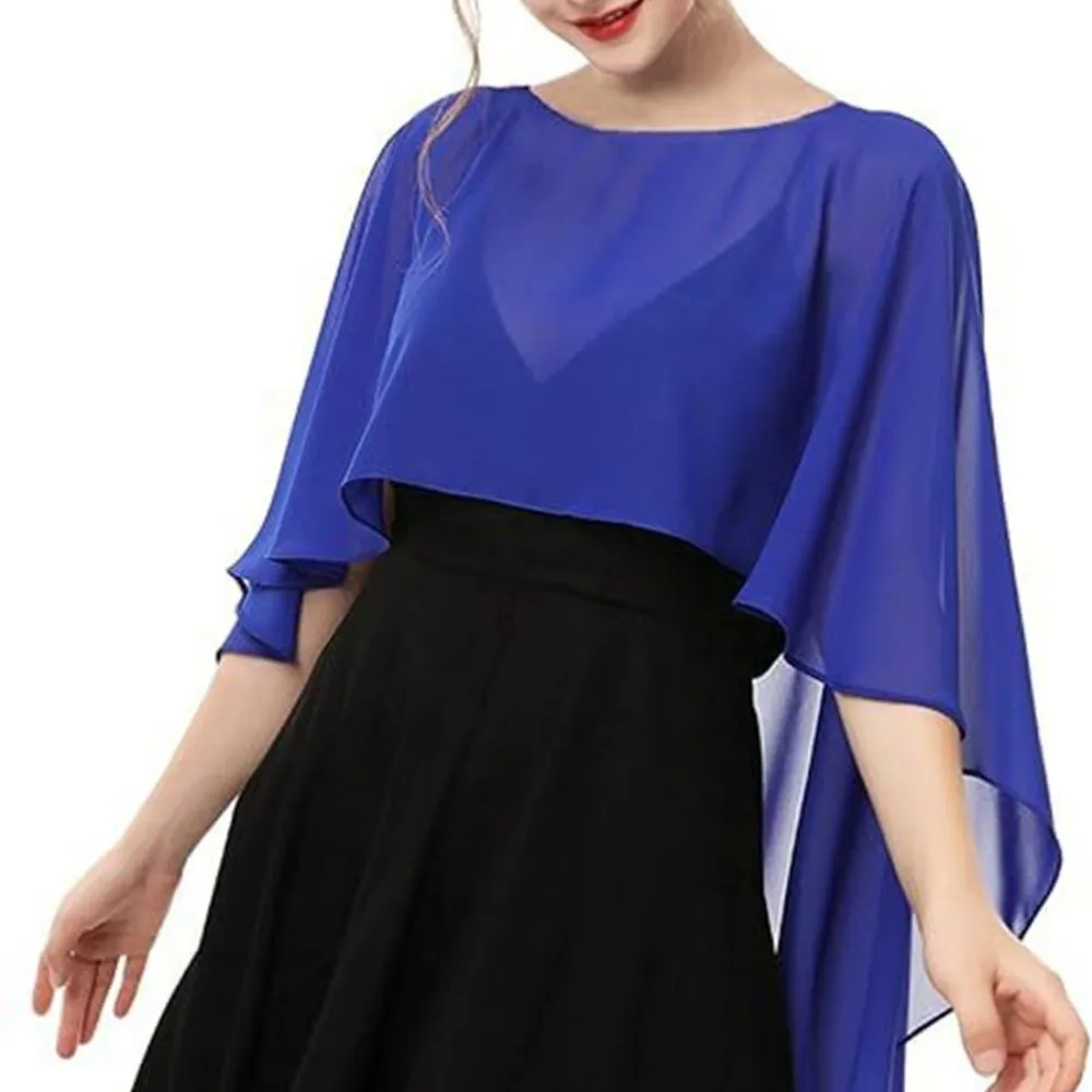 Solid Color Loose Fit Chiffon Cover Up Transparent Cloak Sheer Shawl Top Elegant Bohemian Chiffon Sunscreen Outerwear Beachwear
