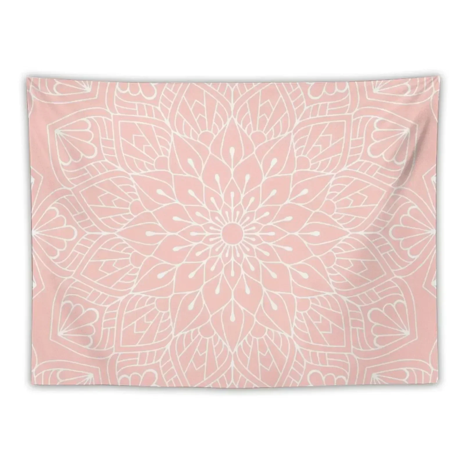 

White Mandala Pattern on Rose Pink Tapestry Room Decorating Aesthetic Room Decor Cute Tapestry