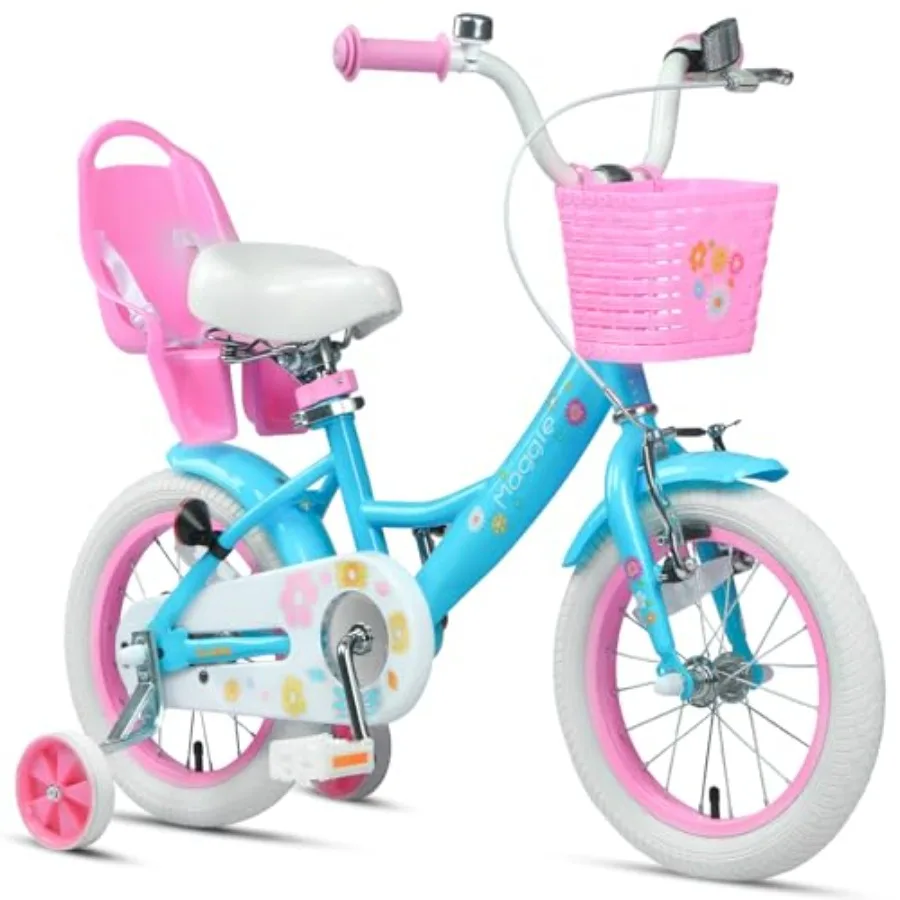 Bicicleta Maggie Girls de 12-20 pulgadas para niños de 2 a 13 años, bicicleta estilo princesa con asiento de muñeca, cesta, ruedas de entrenamiento, múltiples colores