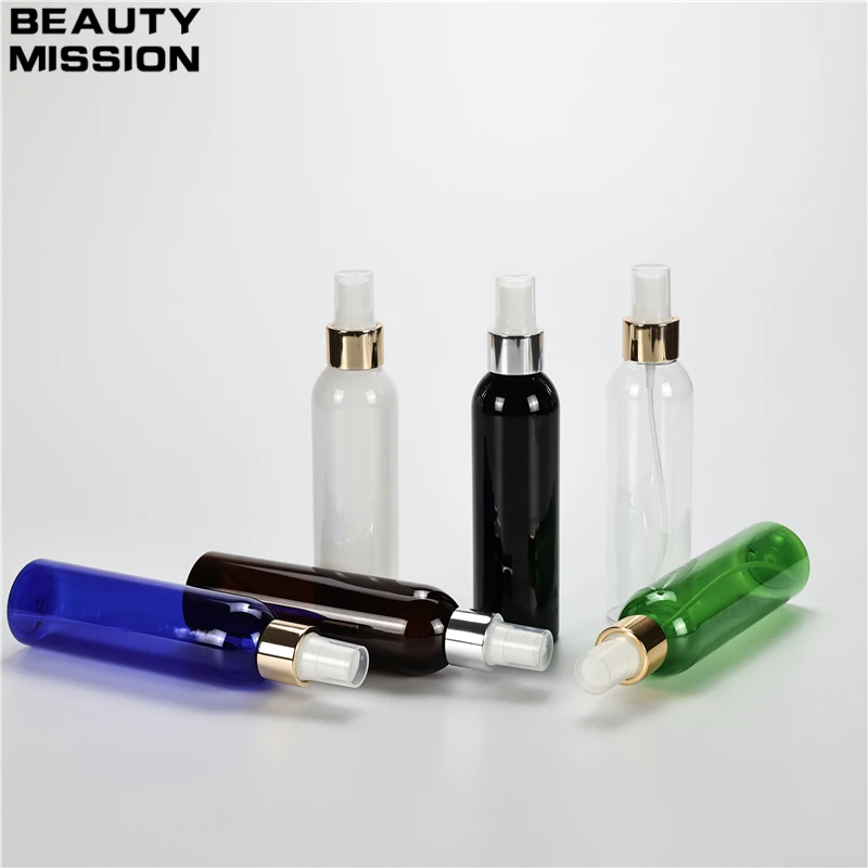 Multicolor 180ml X 30 Empty Round Shoulder Plastic Bottle With Gold Silver Collar Sprayer Toner Perfume Fine Mist Spray Bottles