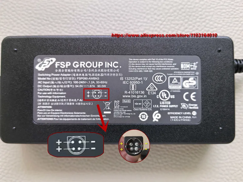 Original FSP090-AWBN3 FSP090-DMBC1 54V 1.66A 1.67A Charger AC Adapter for FSP ZYXEL GS1900-8HP S1900-8hp 10HP 48 24E SF302-08PP