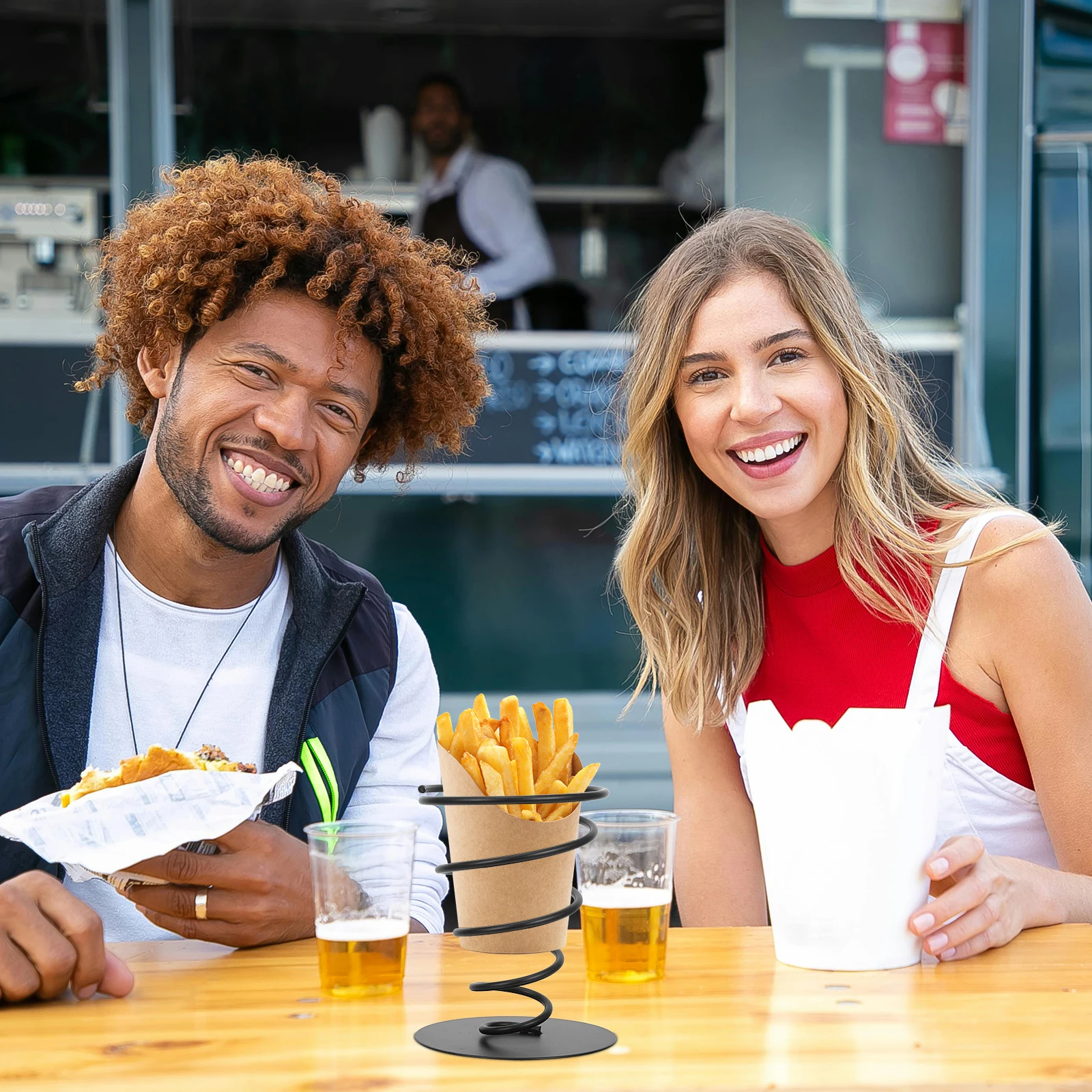 

2pcs Ice Cream Cone Holder Stand Metal Display Rack For Ice Cream Cones Hand Rolls Sushi Popcorn French Fries Snack Serving