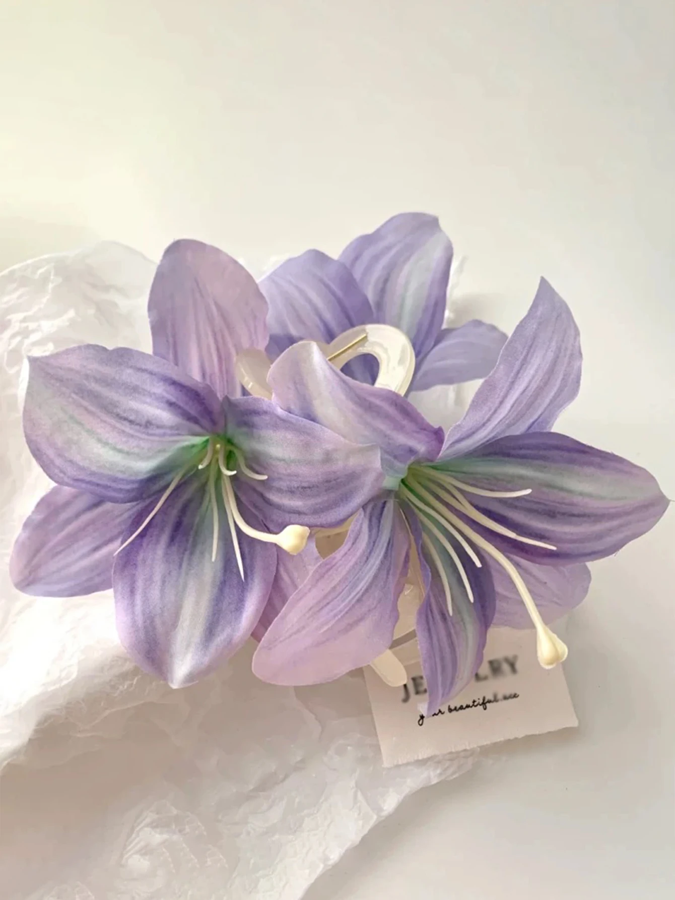 1 Pcs Pink Big Lily Flower Plastic Hair Claw Clips,Stylish Hawaiian Beach Party Hair Accessories for Women Wedding Hair Grips image 3