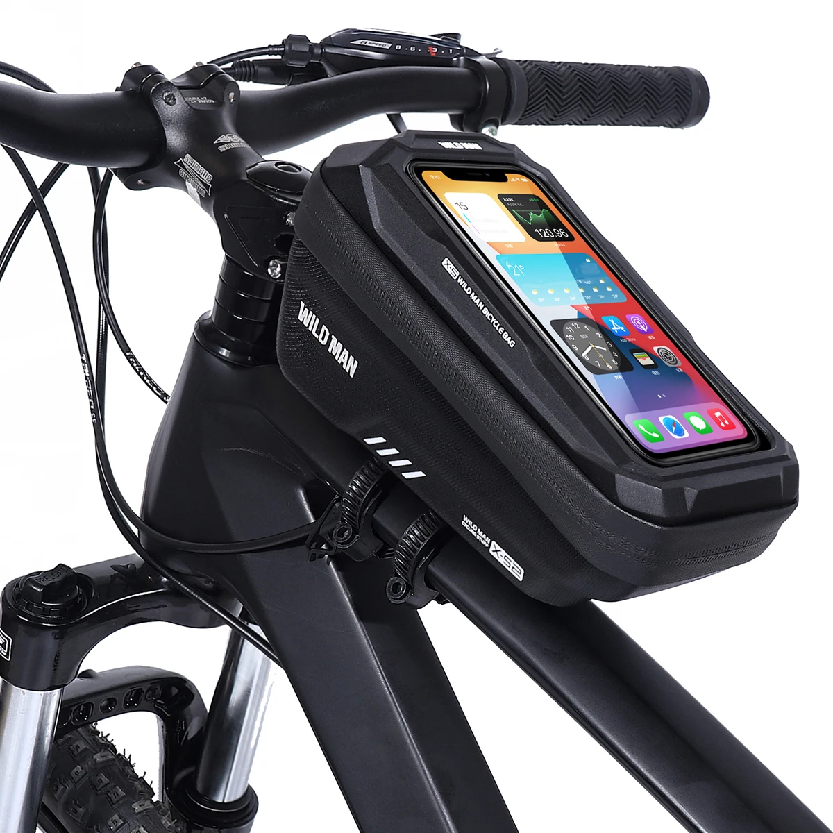 WILD MAN Bicycle Bag EVA Hardshell Mountain Bike Front Beam Bag Riding Rainproof Phone Touch Screen Bag Riding Accessories