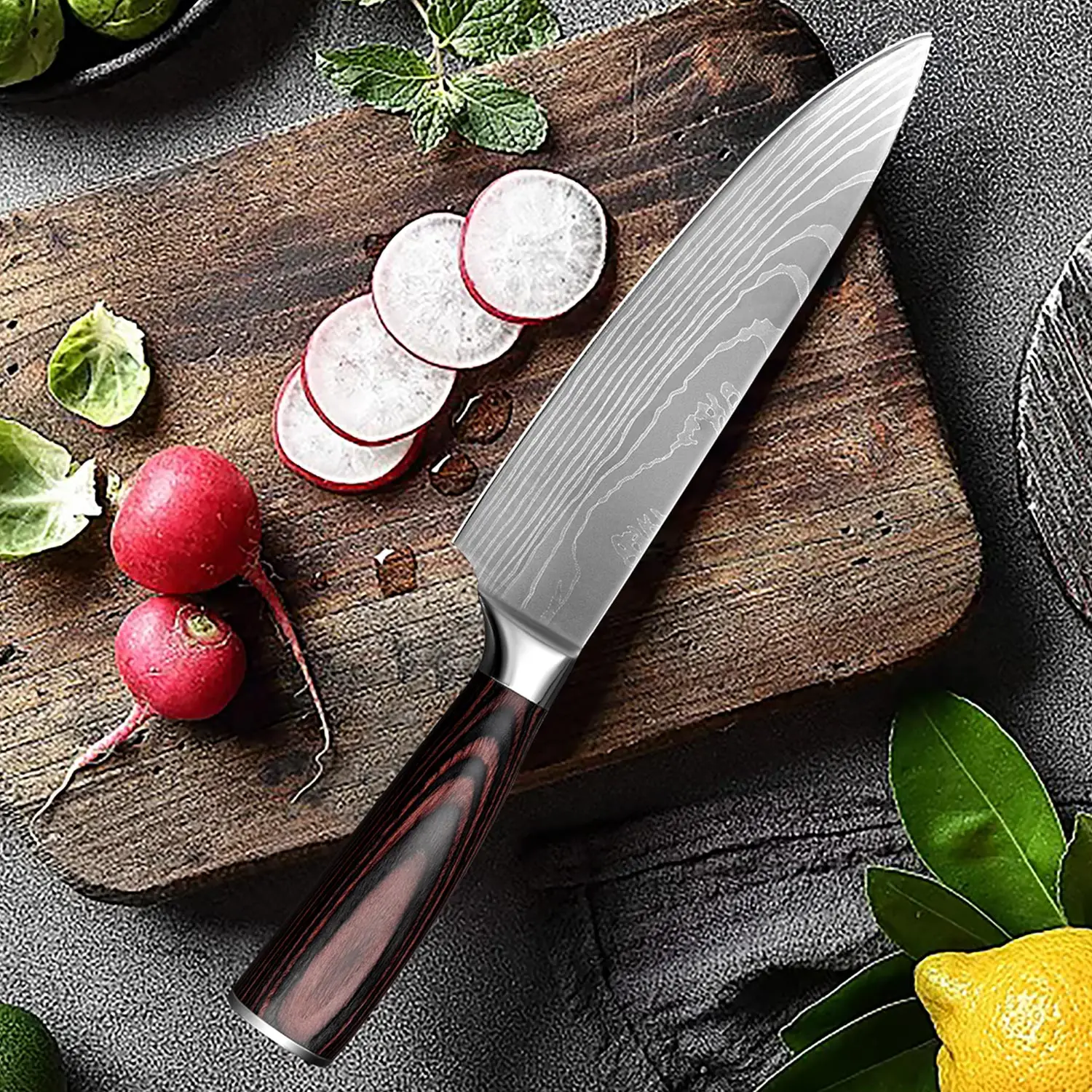 Chef Knife 8 inch Pro Kitchen Knives Ultra Sharp German High Carbon Stainless Steel Cooking Knife Sheath and Gift Box