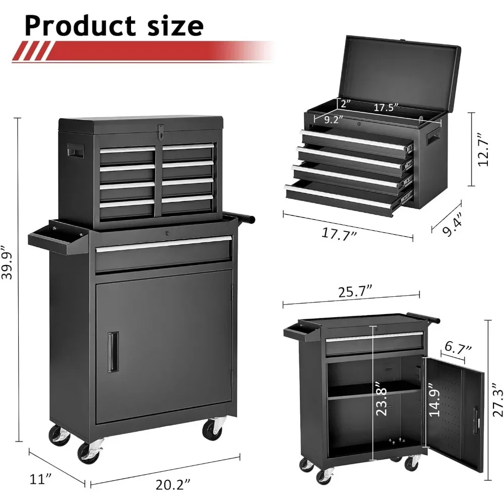 Imagem -03 - Rolling Storage Chest com Embalagem Melhorada Destacável Top Box Metal Tool Cart Gaveta