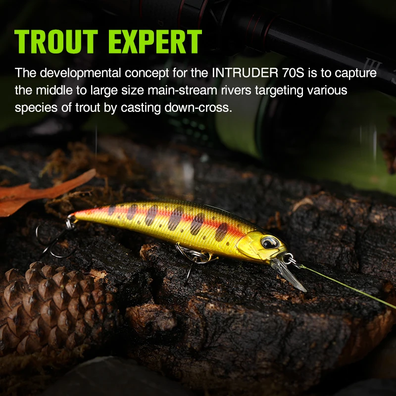 Tsurinoya 70S Minnow hundimiento – Cebo duro para lubina y trucha - imagen 5