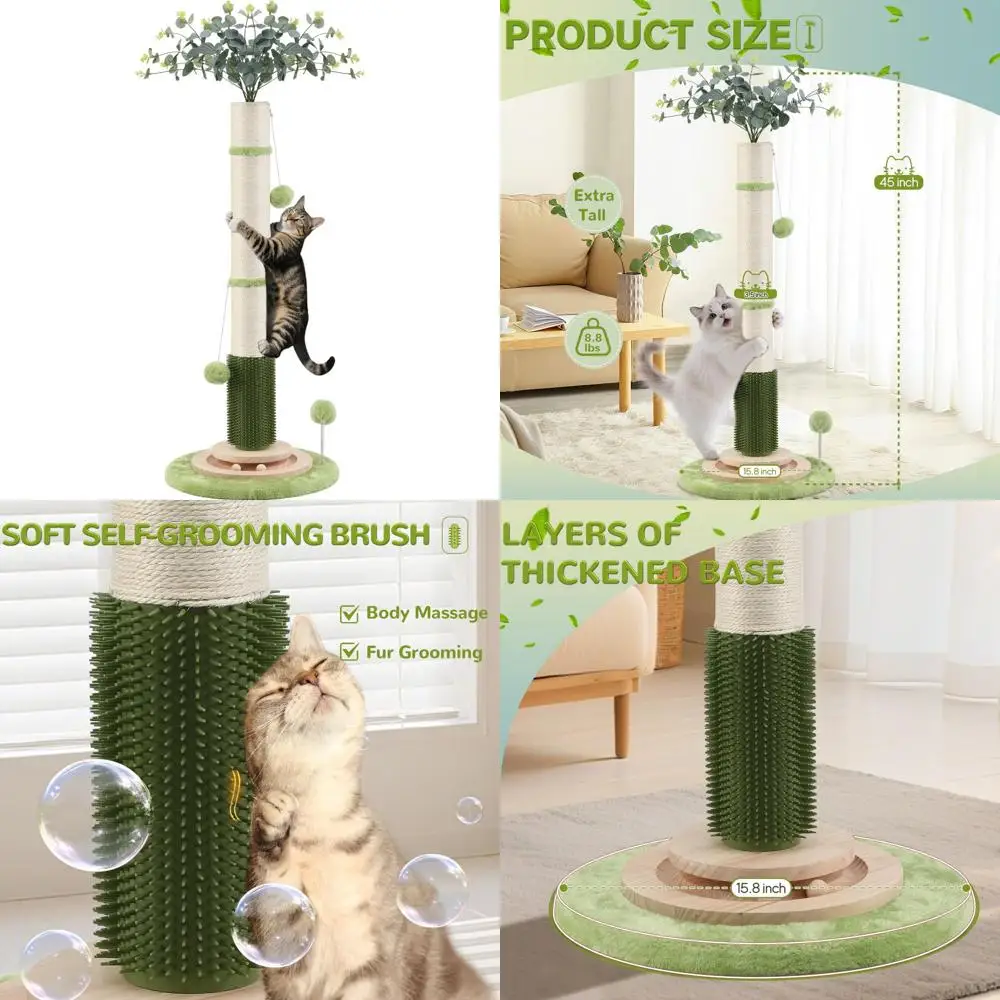 

45'' Tall Cat Scratching Post,3.5Inch Diameter Sisal Rope Scratching Post or Indoor Cats Adults Kittens,Cat Scratcher with Inter
