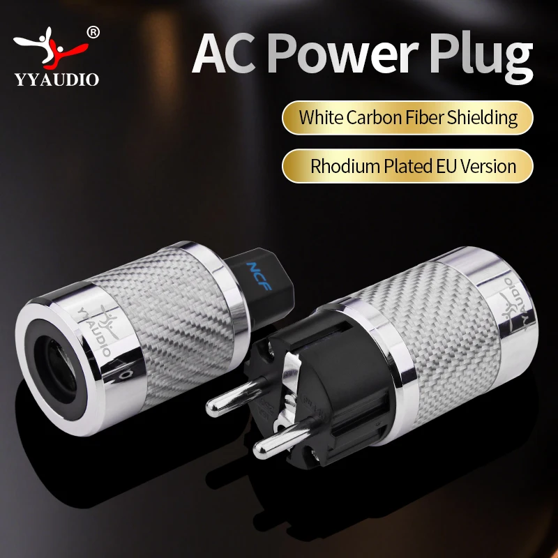 1Pair EU Power Plug IEC Audio Connector For Audiophile DIY Mains Cable Hi-End Carbon Fiber Rhodium Plated EU Version Power Plug