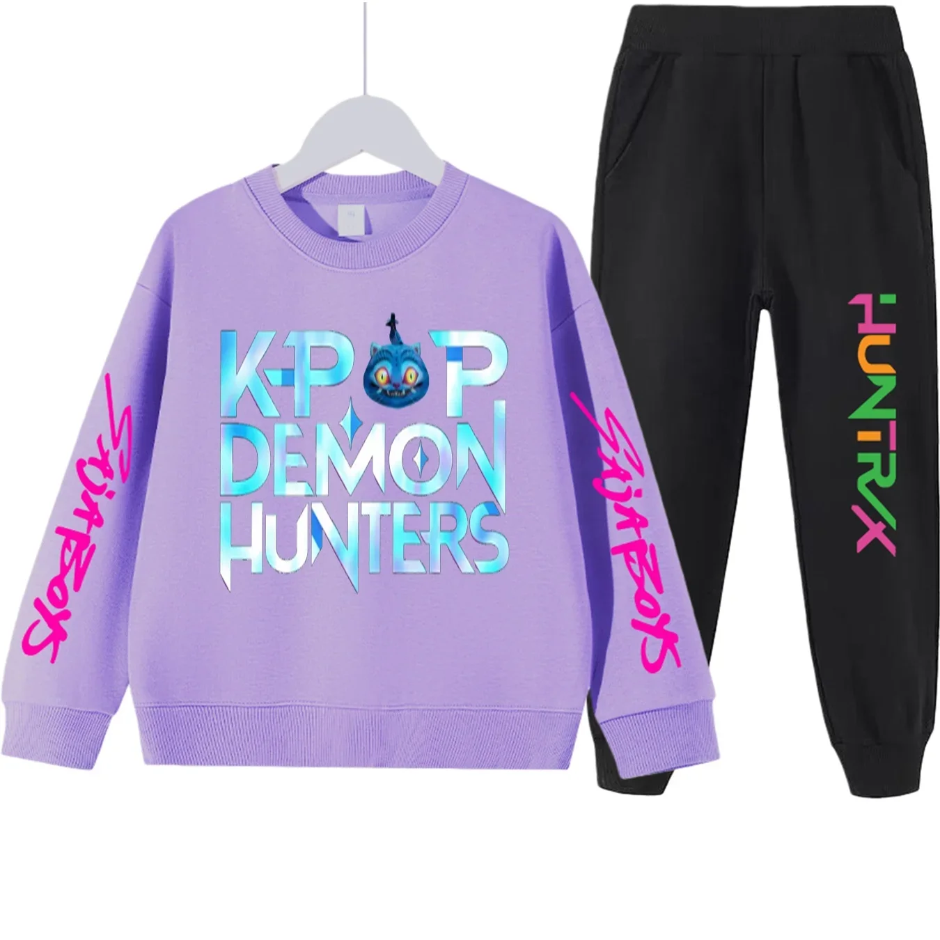 

kpop demon hunters Kids sets Boys' Stylish Hunter Witch Gang Print Tracksuit
